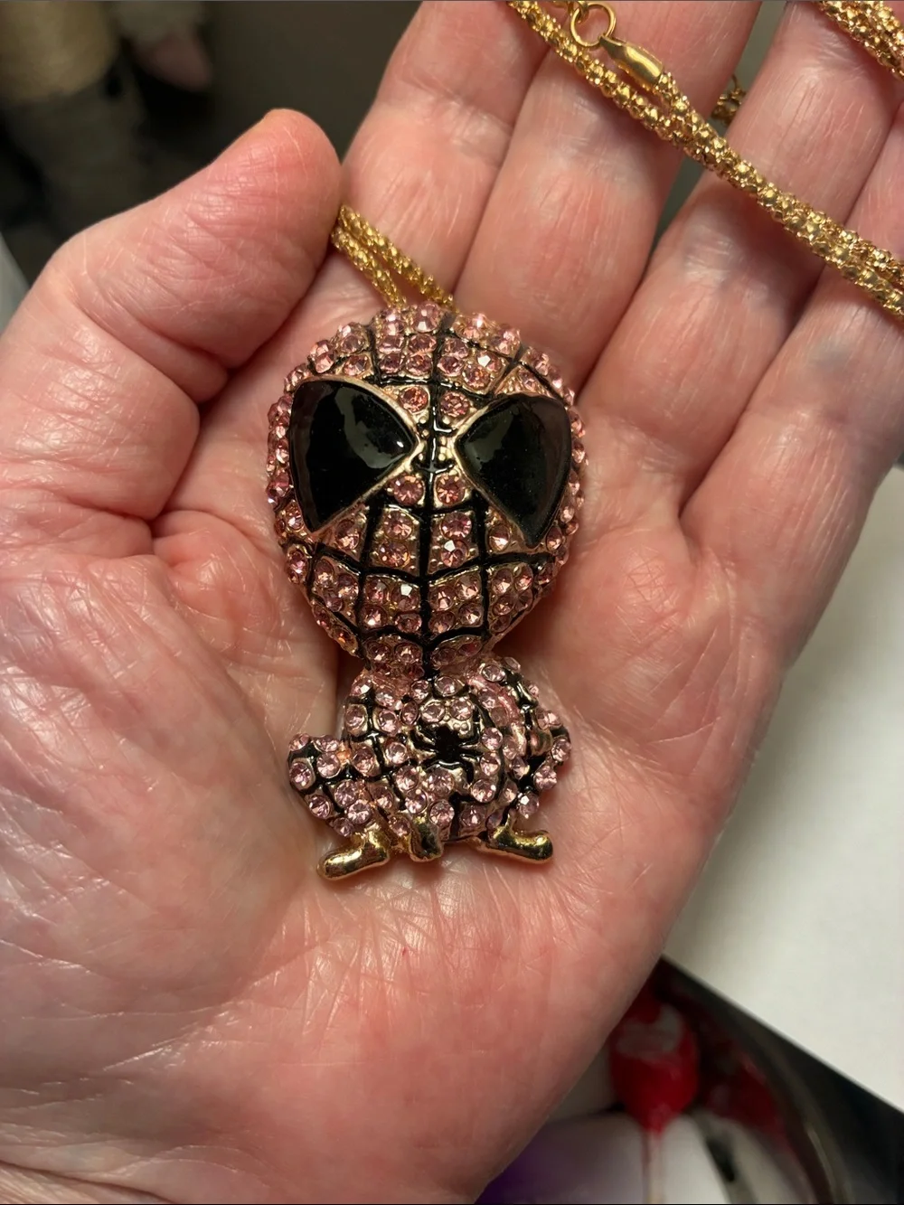 Spider-Woman Pink Pendant and Brooch combo w/chain